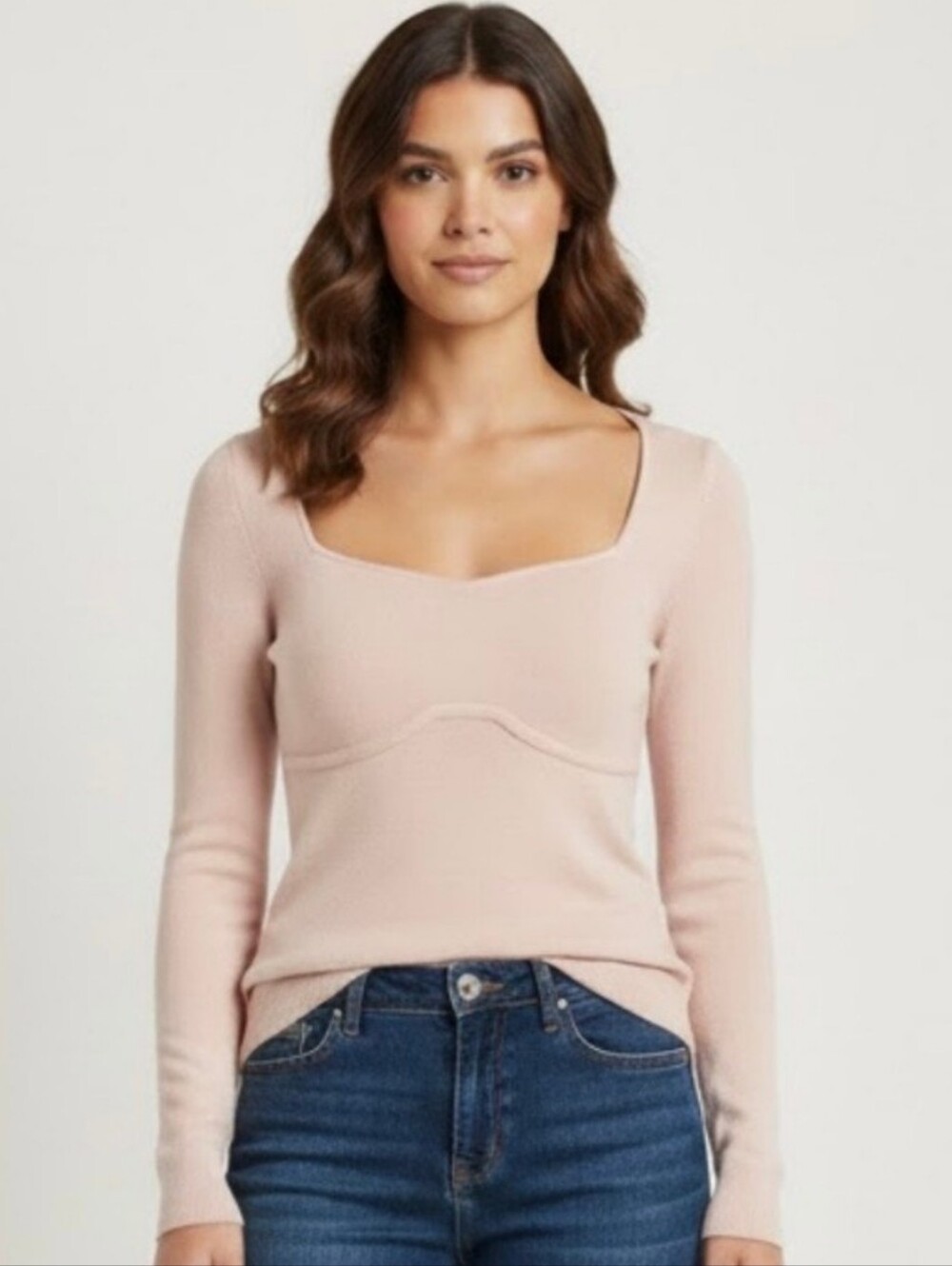 Abercrombie & Fitch Long-Sleeve Sweetheart Sweater Size Small Baby Pink